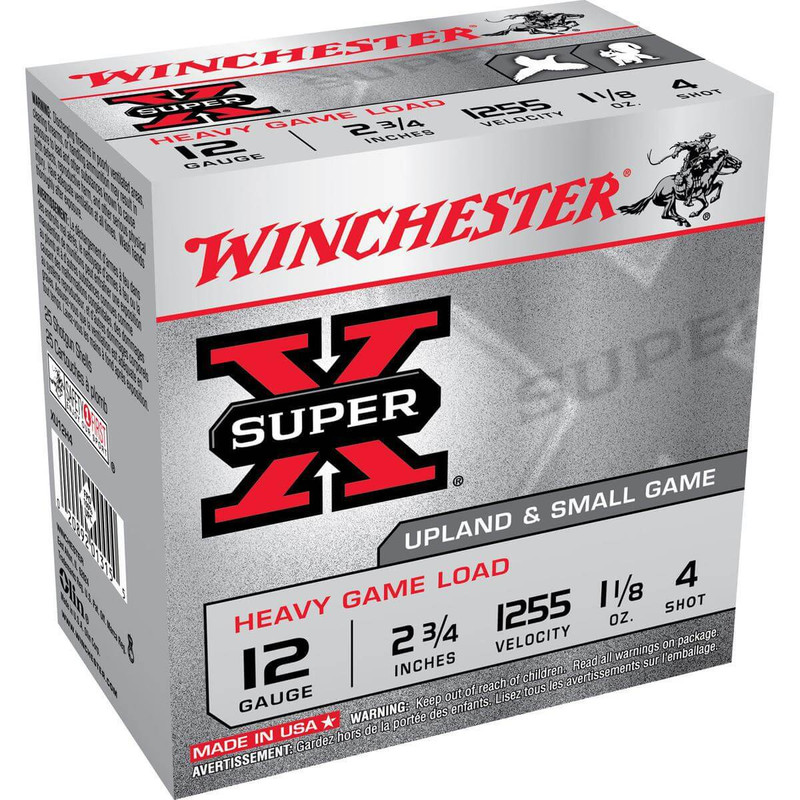 Winchester Heavy Game 12 Ga 2 3/4" 1-1/8 Oz Case 250 Rd in Shot Size 4 Ammo Size